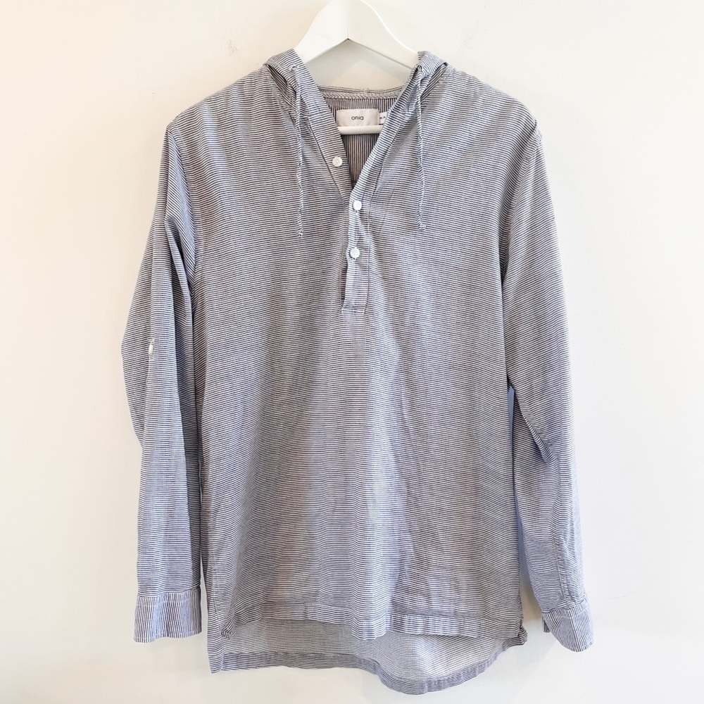 Onia Men’s Striped Cotton Hooded Pullover Size Medium